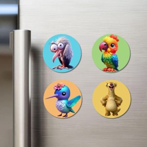 Swan, Parrot, Hummingbird, and Meerkat. Fridge Magnets 4 Piece Set | 3 Inch Round Wall Fridge Decor (F22905) Swan, Parrot, Hummingbird, and Meerkat. Fridge Magnets 4 Piece Set | 3 Inch Round Wall Fridge Decor (F22905)