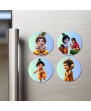 Yashoda, Bal Krishna, Baby Hanuman Fridge Magnets 4 Piece Set | 3 Inch Round Wall Fridge Decor (F23254) Yashoda, Bal Krishna, Baby Hanuman Fridge Magnets 4 Piece Set | 3 Inch Round Wall Fridge Decor (F23254)