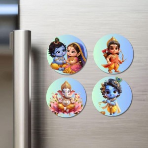 Krishna, Radha, Rama, and Ganesha. Fridge Magnets 4 Piece Set | 3 Inch Round Wall Fridge Decor (F22835) Krishna, Radha, Rama, and Ganesha. Fridge Magnets 4 Piece Set | 3 Inch Round Wall Fridge Decor (F22835)