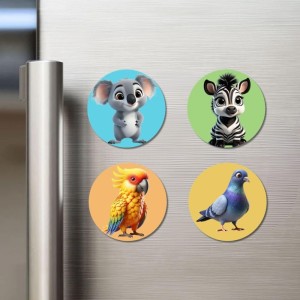 Spider, Squirrel, Donkey, and Fox. Fridge Magnets 4 Piece Set | 3 Inch Round Wall Fridge Decor (F22863) Spider, Squirrel, Donkey, and Fox. Fridge Magnets 4 Piece Set | 3 Inch Round Wall Fridge Decor (F22863)