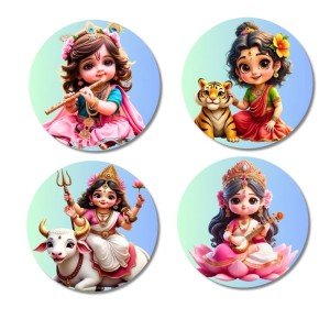 Krishna, Durga, Shiva, Saraswati Fridge Magnets 4 Piece Set | 3 Inch Round Wall Fridge Decor (F23172) Krishna, Durga, Shiva, Saraswati Fridge Magnets 4 Piece Set | 3 Inch Round Wall Fridge Decor (F23172)
