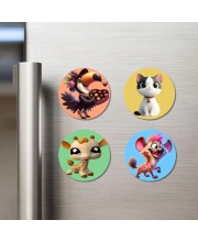 Toucan, Cat, Giraffe, and Hyena. Fridge Magnets 4 Piece Set | 3 Inch Round Wall Fridge Decor (F23031) Toucan, Cat, Giraffe, and Hyena. Fridge Magnets 4 Piece Set | 3 Inch Round Wall Fridge Decor (F23031)