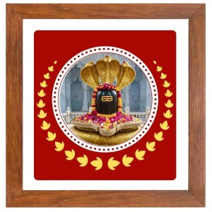 Shiv Linga Digital Photo In Square Frame, Size 18x18 Inch | Hindu Religious Picture For Home Temple, Office & Gift | Wall Art & Pooja Decor (F10573)