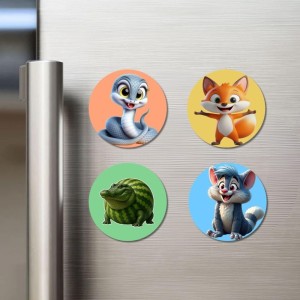Snake, Fox, Armadillo, and Wolf. Fridge Magnets 4 Piece Set | 3 Inch Round Wall Fridge Decor (F22975) Snake, Fox, Armadillo, and Wolf. Fridge Magnets 4 Piece Set | 3 Inch Round Wall Fridge Decor (F22975)