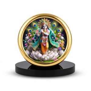 Car Desk/Table Top Lord Krishna Metal Golden Photo Stand 2x2 Inches, Compact & Stylish Spiritual Display for Car, Home & Office (Pack of 1) (F18809) Car Desk/Table Top Lord Krishna Metal Golden Photo Stand 2x2 Inches, Compact & Stylish Spiritual Display for Car, Home & Office (Pack of 1) (F18809)
