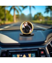 Car Desk/Table Top Swami Vivekananda Metal Golden Photo Stand 2x2 Inches, Compact & Stylish Spiritual Display for Car, Home & Office (Pack of 1) (F18700)