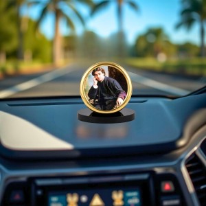 Car Desk/Table Top Swami Vivekananda Metal Golden Photo Stand 2x2 Inches, Compact & Stylish Spiritual Display for Car, Home & Office (Pack of 1) (F18700)