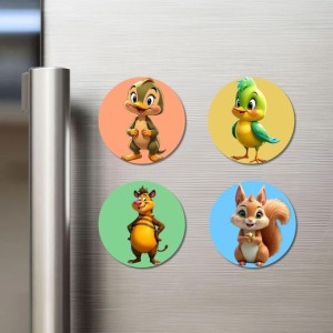 Duck, Bird, Tiger, Squirrel Fridge Magnets 4 Piece Set | 3 Inch Round Wall Fridge Decor (F23036) Duck, Bird, Tiger, Squirrel Fridge Magnets 4 Piece Set | 3 Inch Round Wall Fridge Decor (F23036)