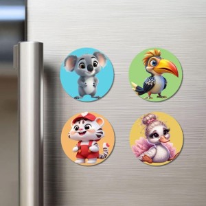 Koala, Toucan, Tiger, and Swan. Fridge Magnets 4 Piece Set | 3 Inch Round Wall Fridge Decor (F22870) Koala, Toucan, Tiger, and Swan. Fridge Magnets 4 Piece Set | 3 Inch Round Wall Fridge Decor (F22870)