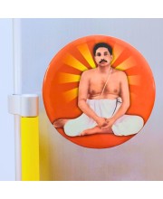 Devotional Saint Guru Round Fridge Magnet Set (2 Pieces) | Religious Refrigerator Magnets for Home, Office & Temple Decor