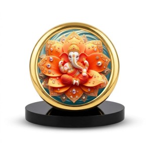 Car Desk/Table Top Lord Ganesha Metal Golden Photo Stand 2x2 Inches, Compact & Stylish Spiritual Display for Car, Home & Office (Pack of 1) (F18620) Car Desk/Table Top Lord Ganesha Metal Golden Photo Stand 2x2 Inches, Compact & Stylish Spiritual Display for Car, Home & Office (Pack of 1) (F18620)