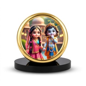 Car Desk/Table Top Little Radha Krishna Metal Golden Photo Stand 2x2 Inches, Compact & Stylish Spiritual Display for Car, Home & Office (Pack of 1) (F18790) Car Desk/Table Top Little Radha Krishna Metal Golden Photo Stand 2x2 Inches, Compact & Stylish Spiritual Display for Car, Home & Office (Pack of 1) (F18790)