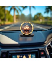 Car Desk/Table Top Om Symbol Metal Golden Photo Stand 2x2 Inches, Compact & Stylish Spiritual Display for Car, Home & Office (Pack of 1) (F18676)