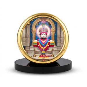 Car Desk/Table Top Tara MAA Metal Golden Photo Stand 2x2 Inches, Compact & Stylish Spiritual Display for Car, Home & Office (Pack of 1) (F18622)