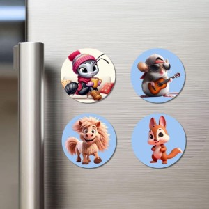 Ant, Pony, Dragon, and Rabbit. Fridge Magnets 4 Piece Set | 3 Inch Round Wall Fridge Decor (F23105) Ant, Pony, Dragon, and Rabbit. Fridge Magnets 4 Piece Set | 3 Inch Round Wall Fridge Decor (F23105)