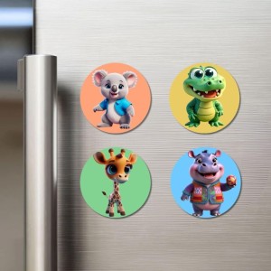 Koala, Crocodile, Giraffe, and Hippo. Fridge Magnets 4 Piece Set | 3 Inch Round Wall Fridge Decor (F23050) Koala, Crocodile, Giraffe, and Hippo. Fridge Magnets 4 Piece Set | 3 Inch Round Wall Fridge Decor (F23050)