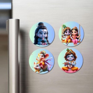 Shiva, Krishna and Radha, Ganesha, Krishna Fridge Magnets 4 Piece Set | 3 Inch Round Wall Fridge Decor (F23190) Shiva, Krishna and Radha, Ganesha, Krishna Fridge Magnets 4 Piece Set | 3 Inch Round Wall Fridge Decor (F23190)