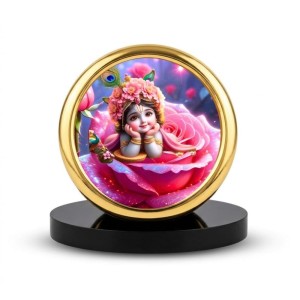 Car Desk/Table Top Little Krishna Metal Golden Photo Stand 2x2 Inches, Compact & Stylish Spiritual Display for Car, Home & Office (Pack of 1) (F18836) Car Desk/Table Top Little Krishna Metal Golden Photo Stand 2x2 Inches, Compact & Stylish Spiritual Display for Car, Home & Office (Pack of 1) (F18836)