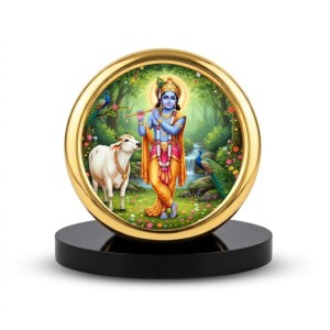 Car Desk/Table Top Lord Krishna Metal Golden Photo Stand 2x2 Inches, Compact & Stylish Spiritual Display for Car, Home & Office (Pack of 1) (F18580) Car Desk/Table Top Lord Krishna Metal Golden Photo Stand 2x2 Inches, Compact & Stylish Spiritual Display for Car, Home & Office (Pack of 1) (F18580)