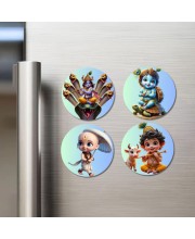 Vishnu, Krishna, and Vamana. Fridge Magnets 4 Piece Set | 3 Inch Round Wall Fridge Decor (F22785) Vishnu, Krishna, and Vamana. Fridge Magnets 4 Piece Set | 3 Inch Round Wall Fridge Decor (F22785)