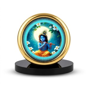Car Desk/Table Top Lord Krishna Metal Golden Photo Stand 2x2 Inches, Compact & Stylish Spiritual Display for Car, Home & Office (Pack of 1) (F18901) Car Desk/Table Top Lord Krishna Metal Golden Photo Stand 2x2 Inches, Compact & Stylish Spiritual Display for Car, Home & Office (Pack of 1) (F18901)