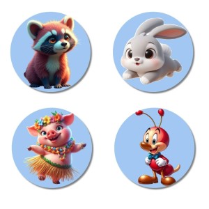 Raccoon, Rabbit, Pig, Ant Fridge Magnets 4 Piece Set | 3 Inch Round Wall Fridge Decor (F23168) Raccoon, Rabbit, Pig, Ant Fridge Magnets 4 Piece Set | 3 Inch Round Wall Fridge Decor (F23168)
