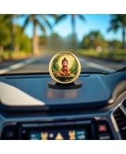 Car Desk/Table Top Lord Hanuman Metal Golden Photo Stand 2x2 Inches, Compact & Stylish Spiritual Display for Car, Home & Office (Pack of 1) (F18879)