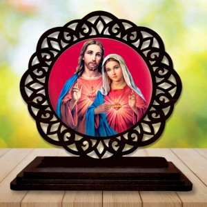 Car Desk/Table Top Lord Jesus and Merry Wooden Showpiece 3x4 Inches, Compact & Stylish Spiritual Display for Car, Home & Office (Pack of 1) (F19688) Car Desk/Table Top Lord Jesus and Merry Wooden Showpiece 3x4 Inches, Compact & Stylish Spiritual Display for Car, Home & Office (Pack of 1) (F19688)