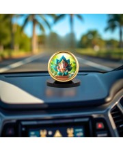 Car Desk/Table Top Lord Ganesha Metal Golden Photo Stand 2x2 Inches, Compact & Stylish Spiritual Display for Car, Home & Office (Pack of 1) (F18874)