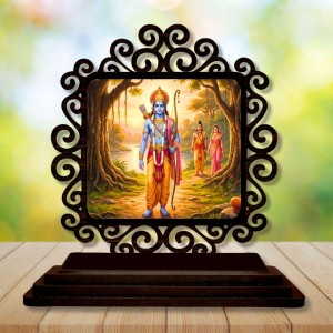 Car Desk/Table Top Lord Rama Wooden Showpiece 3x4 Inches, Compact & Stylish Spiritual Display for Car, Home & Office (Pack of 1) (F19799)