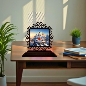 Car Desk/Table Top Lord Shiva Wooden Showpiece 3x4 Inches, Compact & Stylish Spiritual Display for Car, Home & Office (Pack of 1) (F20023) Car Desk/Table Top Lord Shiva Wooden Showpiece 3x4 Inches, Compact & Stylish Spiritual Display for Car, Home & Office (Pack of 1) (F20023)