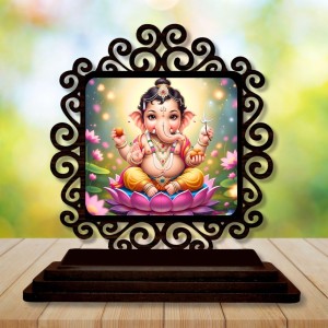 Car Desk/Table Top Lord Ganesha Wooden Showpiece 3x4 Inches, Compact & Stylish Spiritual Display for Car, Home & Office (Pack of 1) (F19875) Car Desk/Table Top Lord Ganesha Wooden Showpiece 3x4 Inches, Compact & Stylish Spiritual Display for Car, Home & Office (Pack of 1) (F19875)