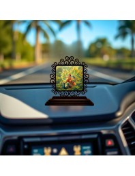 Car Desk/Table Top Lord Karthikeya Wooden Showpiece 3x4 Inches, Compact & Stylish Spiritual Display for Car, Home & Office (Pack of 1) (F20066)