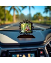 Car Desk/Table Top Lord Ganesha Wooden Showpiece 3x4 Inches, Compact & Stylish Spiritual Display for Car, Home & Office (Pack of 1) (F20033)