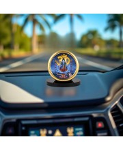 Car Desk/Table Top Lord Shiva Metal Golden Photo Stand 2x2 Inches, Compact & Stylish Spiritual Display for Car, Home & Office (Pack of 1) (F18666)