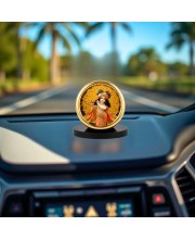Car Desk/Table Top Little Krishna Metal Golden Photo Stand 2x2 Inches, Compact & Stylish Spiritual Display for Car, Home & Office (Pack of 1) (F18842)