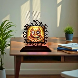 Car Desk/Table Top Lord Jagannath Wooden Showpiece 3x4 Inches, Compact & Stylish Spiritual Display for Car, Home & Office (Pack of 1) (F19853)