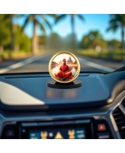 Car Desk/Table Top Swami Vivekananda Metal Golden Photo Stand 2x2 Inches, Compact & Stylish Spiritual Display for Car, Home & Office (Pack of 1) (F18699)