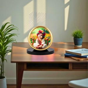 Car Desk/Table Top Little Krishna Metal Golden Photo Stand 2x2 Inches, Compact & Stylish Spiritual Display for Car, Home & Office (Pack of 1) (F18630) Car Desk/Table Top Little Krishna Metal Golden Photo Stand 2x2 Inches, Compact & Stylish Spiritual Display for Car, Home & Office (Pack of 1) (F18630)