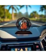 Car Desk/Table Top Swami Pranavananda Maharaj Wooden Showpiece 3x4 Inches, Compact & Stylish Spiritual Display for Car, Home & Office (Pack of 1) (F19666)