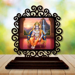 Car Desk/Table Top Lord Rama Wooden Showpiece 3x4 Inches, Compact & Stylish Spiritual Display for Car, Home & Office (Pack of 1) (F19852)