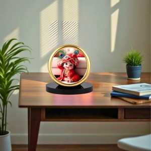 Car Desk/Table Top Little Krishna Metal Golden Photo Stand 2x2 Inches, Compact & Stylish Spiritual Display for Car, Home & Office (Pack of 1) (F18627) Car Desk/Table Top Little Krishna Metal Golden Photo Stand 2x2 Inches, Compact & Stylish Spiritual Display for Car, Home & Office (Pack of 1) (F18627)