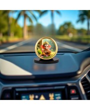 Car Desk/Table Top Lord Ganesha Metal Golden Photo Stand 2x2 Inches, Compact & Stylish Spiritual Display for Car, Home & Office (Pack of 1) (F18827)