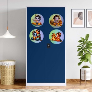 Wooden Krishna Fridge Magnets Set of 4 | Cute Baby Krishna Decorative Refrigerator Magnets | Spiritual & Cartoon Art Wooden Magnets for Home & Kitchen Decor
