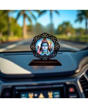 Car Desk/Table Top Lord Shiva Wooden Showpiece 3x4 Inches, Compact & Stylish Spiritual Display for Car, Home & Office (Pack of 1) (F19565)