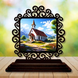 Car Desk/Table Top Beautiful Church Wooden Showpiece 3x4 Inches, Compact & Stylish Spiritual Display for Car, Home & Office (Pack of 1) (F19903) Car Desk/Table Top Beautiful Church Wooden Showpiece 3x4 Inches, Compact & Stylish Spiritual Display for Car, Home & Office (Pack of 1) (F19903)