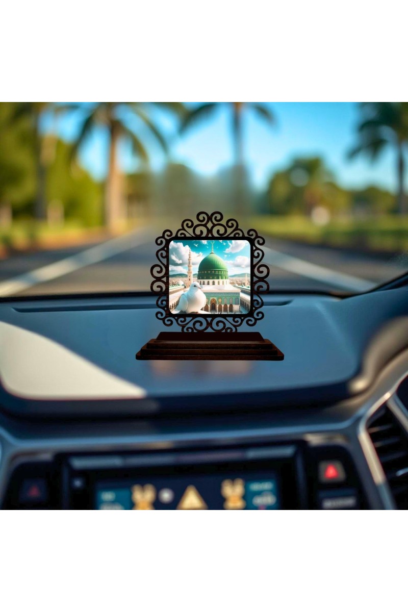 Car Desk/Table Top Muccaa Masidha Wooden Showpiece 3x4 Inches, Compact & Stylish Spiritual Display for Car, Home & Office (Pack of 1) (F19866)