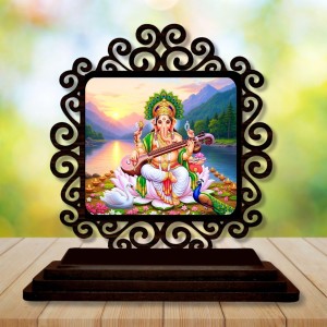 Car Desk/Table Top Goddess Saraswathi Wooden Showpiece 3x4 Inches, Compact & Stylish Spiritual Display for Car, Home & Office (Pack of 1) (F19944) Car Desk/Table Top Goddess Saraswathi Wooden Showpiece 3x4 Inches, Compact & Stylish Spiritual Display for Car, Home & Office (Pack of 1) (F19944)