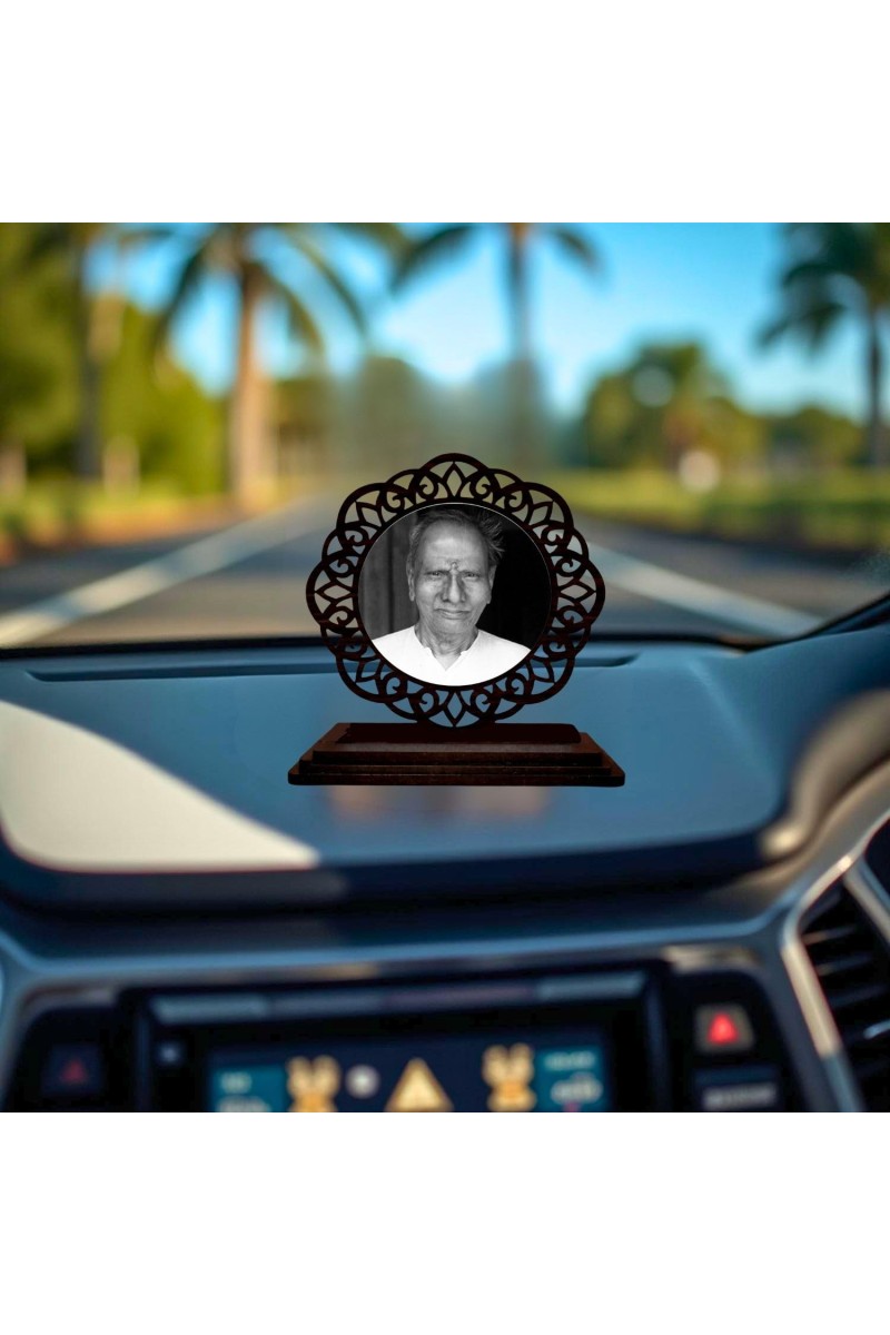 Car Desk/Table Top Nisargadatta Maharaj Wooden Showpiece 3x4 Inches, Compact & Stylish Spiritual Display for Car, Home & Office (Pack of 1) (F19624)
