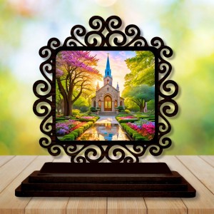 Car Desk/Table Top Beautiful Church Wooden Showpiece 3x4 Inches, Compact & Stylish Spiritual Display for Car, Home & Office (Pack of 1) (F19927) Car Desk/Table Top Beautiful Church Wooden Showpiece 3x4 Inches, Compact & Stylish Spiritual Display for Car, Home & Office (Pack of 1) (F19927)